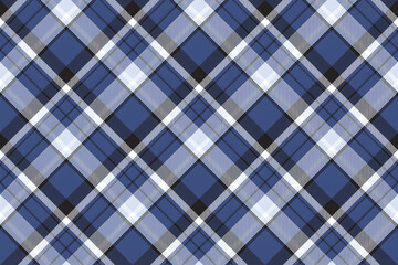 Blue Diagonal Tartan Plaid Pattern Seamless Fabric Texture Background