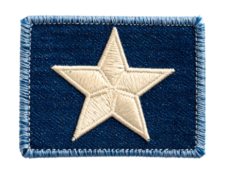 Embroidered star on blue denim rectangular patch