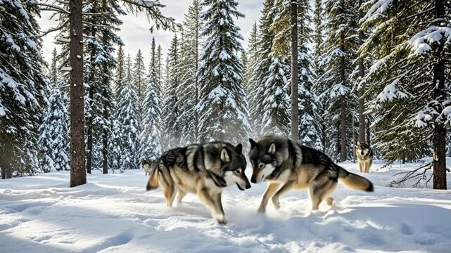 Wolves in Winter Forest: Dynamic Pack Interaction