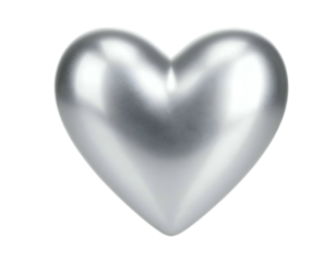 Polished metallic heart shape isolated on black