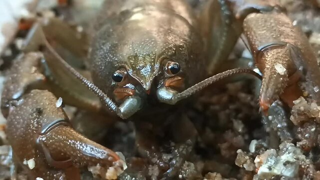 자연 속 민물가재 근접 촬영6 
Macro Shot of a Crayfish in the Wild Water Environment