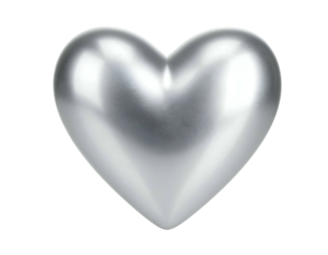 Polished metallic heart shape isolated on black