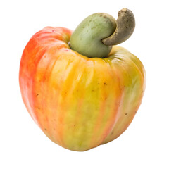 A whole cashew apple fruit isolated on a transparent background