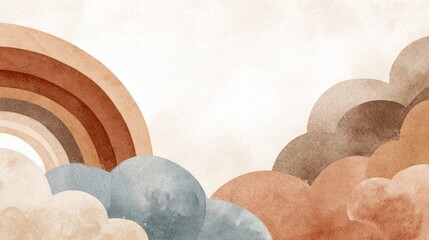 Watercolor rainbow and clouds illustration for decoration and design