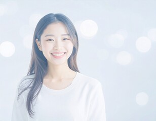 笑顔の若い日本人女性　ビジネス会社員　美容イメージ　