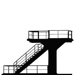 Staircase Platform Silhouette Design. Industrial Structure Illustration