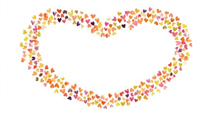 Fototapeta premium Abstract heart shape composed of colorful tiny hearts on white background