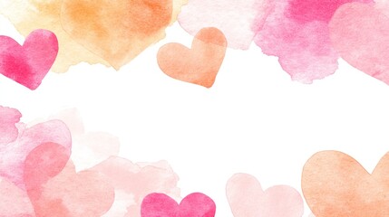 Watercolor hearts on white background for romantic designs and greetings
