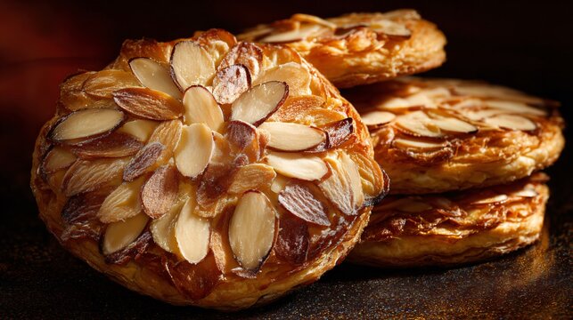 A delicious mini galettes with sliced almonds, overhead shot - Powered by Adobe