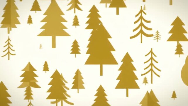 Golden Christmas Trees Pattern Background Animation.