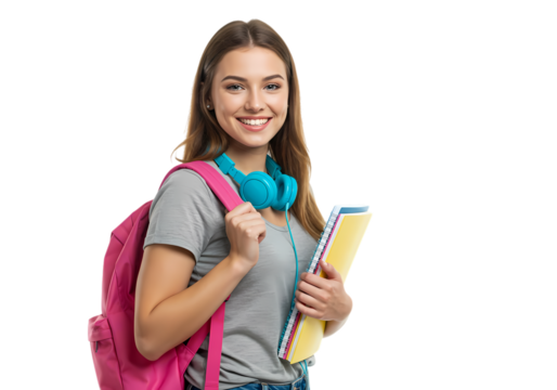 Smiling student ready for class with backpack