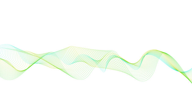 Abstract green and yellow wavy line graphic on. waveform or sonic energy illustration