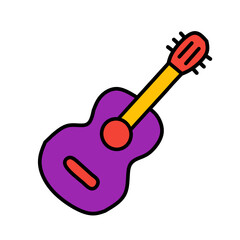 Acoustic wood guitar vector illustration isolated on white background for music instrument, band, and song equipment