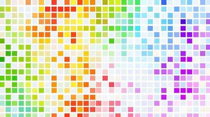 Fototapeta premium Vibrant spectrum mosaic of gradient colored squares forming an abstract geometric pattern background