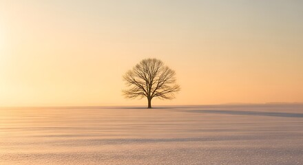 lonely tree in the winter morning