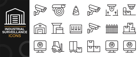 Fototapeta premium Smart surveillance system icons for warehouse and logistics safety design