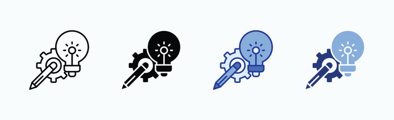 Creativity icon sheet multiple style collection isolated vector