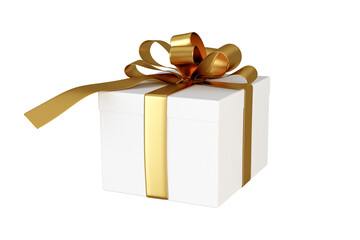  gift box with golden ribbon isolated on white