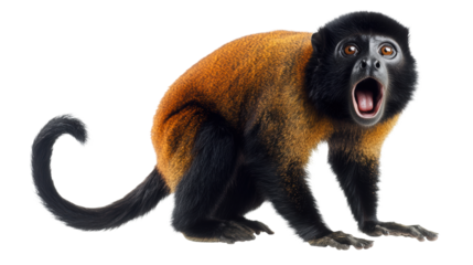 Howler monkey snarling in aggressive posture
