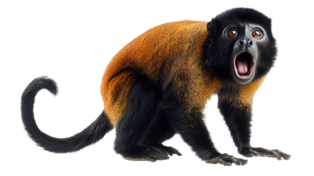 Howler monkey snarling in aggressive posture

