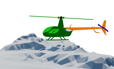 Modern Light Helicopter Inspired by Robinson R44 Design Flying in Blue Sky Illustration