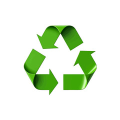 Green Recycling Symbol With Glossy Texture And White Background Illustrating Environmental Sustainability And Circular Economy Concepts