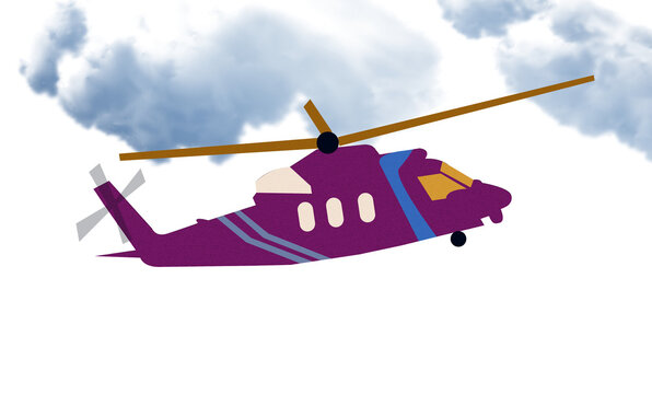 Modern Twin Engine Helicopter Inspired by Sikorsky S76 Design Flying in Blue Sky Illustration