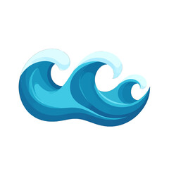 Stylized Blue Ocean Waves with White Foam Crests in Pixel Art Style on White Background