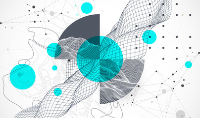 Abstract wireframe background. Modern science or technology art elements. Surface illustration.
