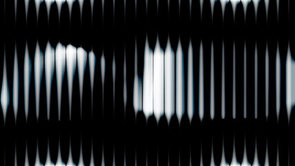 Modern minimal background of abstract monochrome vertical light bars with soft wave gradients and high contrast shadows.