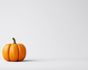 Bright orange pumpkin on a minimalistic white background