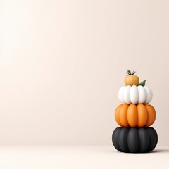 Decorative Pumpkins in a Stack for Fall and Halloween Celebrations