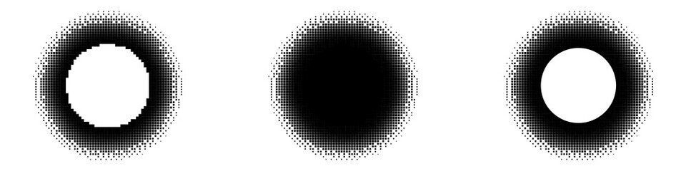 Black and white pixelated patterns forming an abstract design, ideal for modern banner layouts.