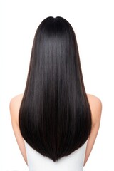 Glossy Long Straight Hair with Natural Shine and Smooth Texture