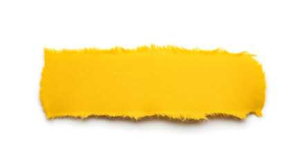 Yellow Torn Paper Strip on White Background