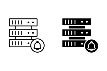 Server Notification Icons Black and White Bell Alert Symbols Vector Design