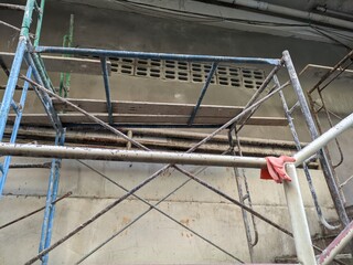 construction scaffolding, building renovation view