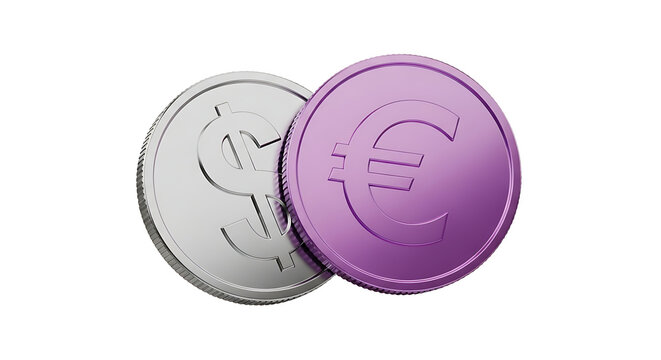 Dollar and Euro Coins Side by Side - Powered by Adobe