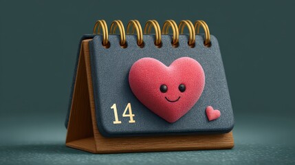 Cute calendar with heart symbol for special days.