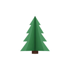 Obraz premium Watercolor 3D Paper Craft Christmas Tree Green