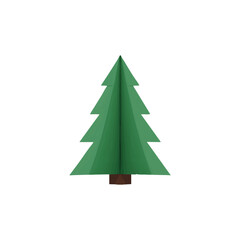 Fototapeta premium Watercolor 3D Paper Craft Christmas Tree Green