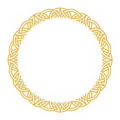 Ornate circular frame featuring intertwining celtic and viking patterns, ideal for decorative use.