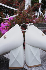 Zapato de tacón blanco con joya 