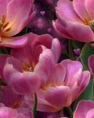 Vibrant pink tulips in bloom, expressing beauty.