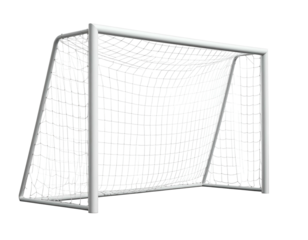 White soccer goal net frame, isolated on black
