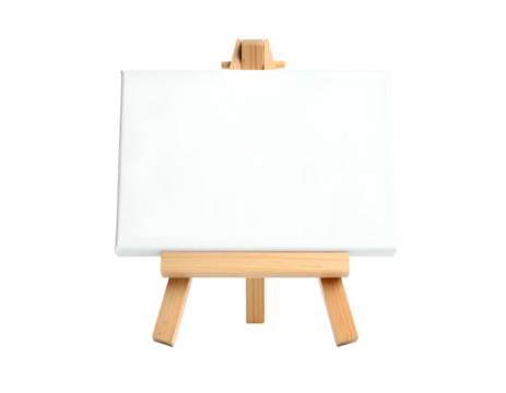 Empty white canvas on a wooden easel, ready for art