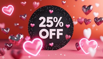 Valentine's Day Sale: 25% Off Promotion with Romantic Hearts