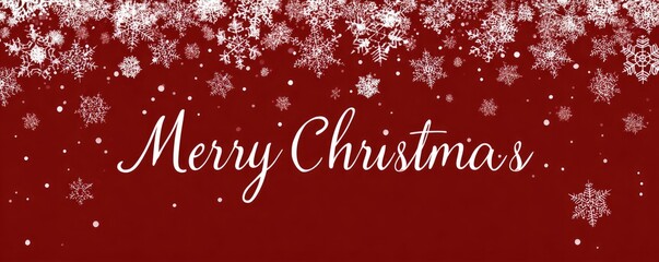 merry christmas greeting banner with snowflake border in red color illustration