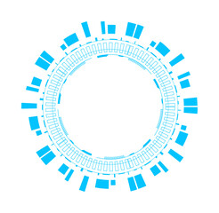 Blue abstract circular frame with a futuristic design, ideal for technology and digital themes.