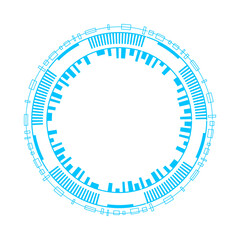 Intricate futuristic blue circle frame design, ideal for technology-themed layouts and creative projects.